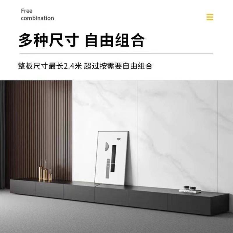 Yla电视柜意式极简现代黑色木质家具家用小户型茶几电视柜落地柜
