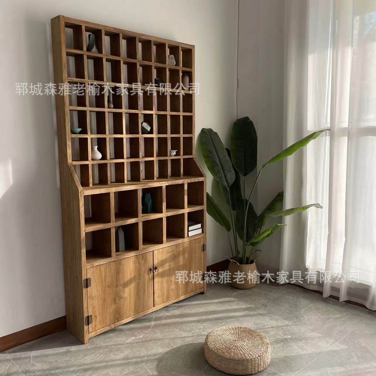 复古做旧格子茶具古玩展示架