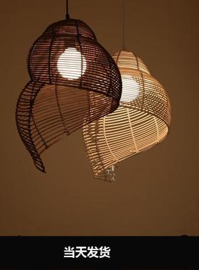 日式藤艺编吊灯田园客厅餐厅服装店制创意海螺简圆田约螺吊BYG-18