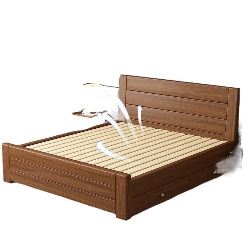 实木床1.8*2米双人床主卧大床经济型简约1.5米中式单人床家用1.2M