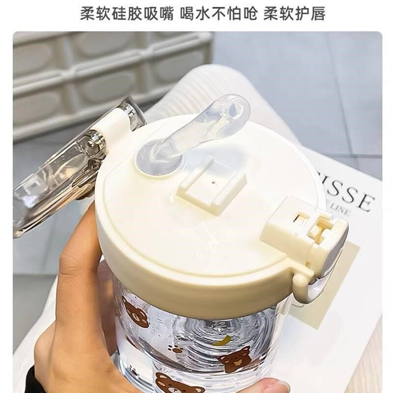 新品大容量水杯玻璃杯女生高颜值茶水分离杯新款杯带吸.管泡茶杯