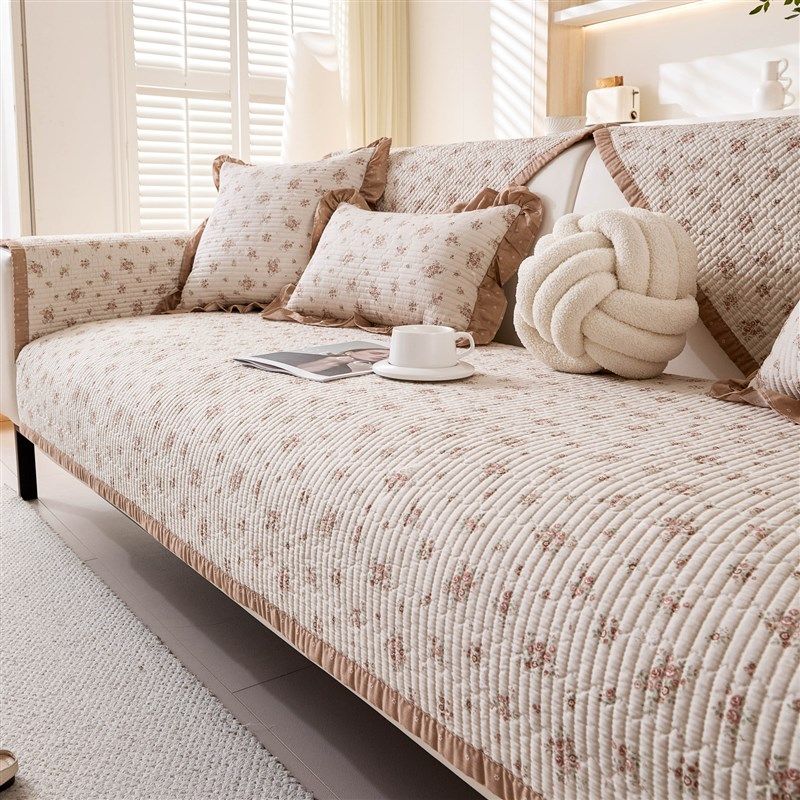 绗缝水洗全棉沙发垫韩式小清新布艺防滑实木沙发套罩2025新款坐垫,居家布艺,沙发垫,淘宝优惠券,粉丝福利购,淘宝优惠卷