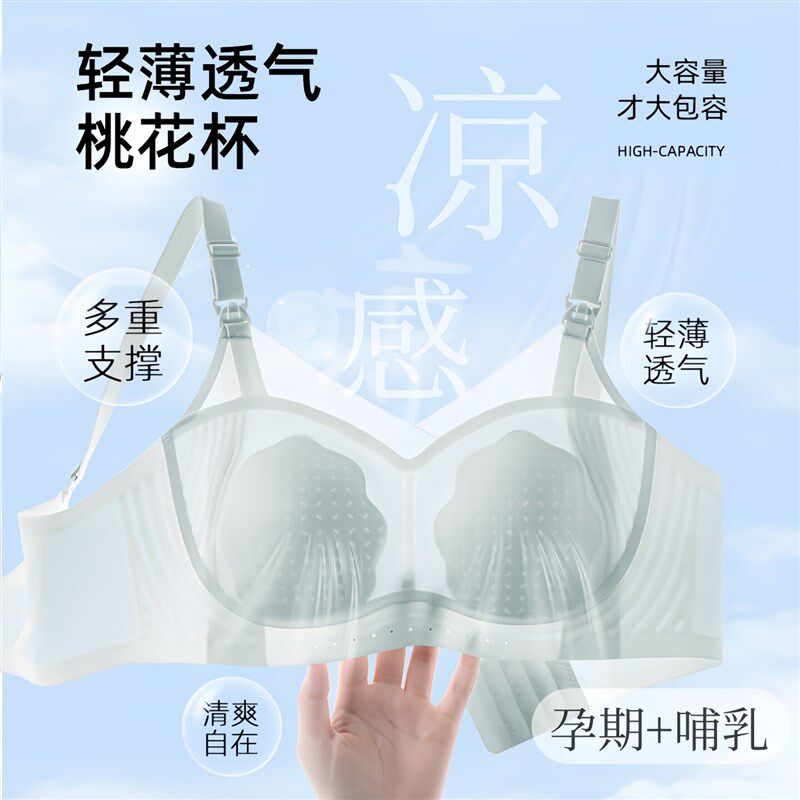 哺乳内衣夏季薄款大胸显小聚拢防下垂产后哺乳孕期专X用孕妇胸罩