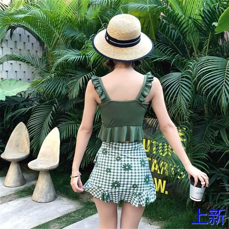 泳衣女士分体裙式平角小清新保守学生小胸聚拢韩版显瘦温泉游新款