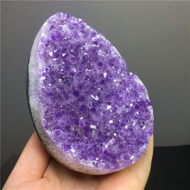 乌拉圭天然紫水晶洞恐龙蛋聚宝盆手链消磁爱心形办公桌摆件装饰品