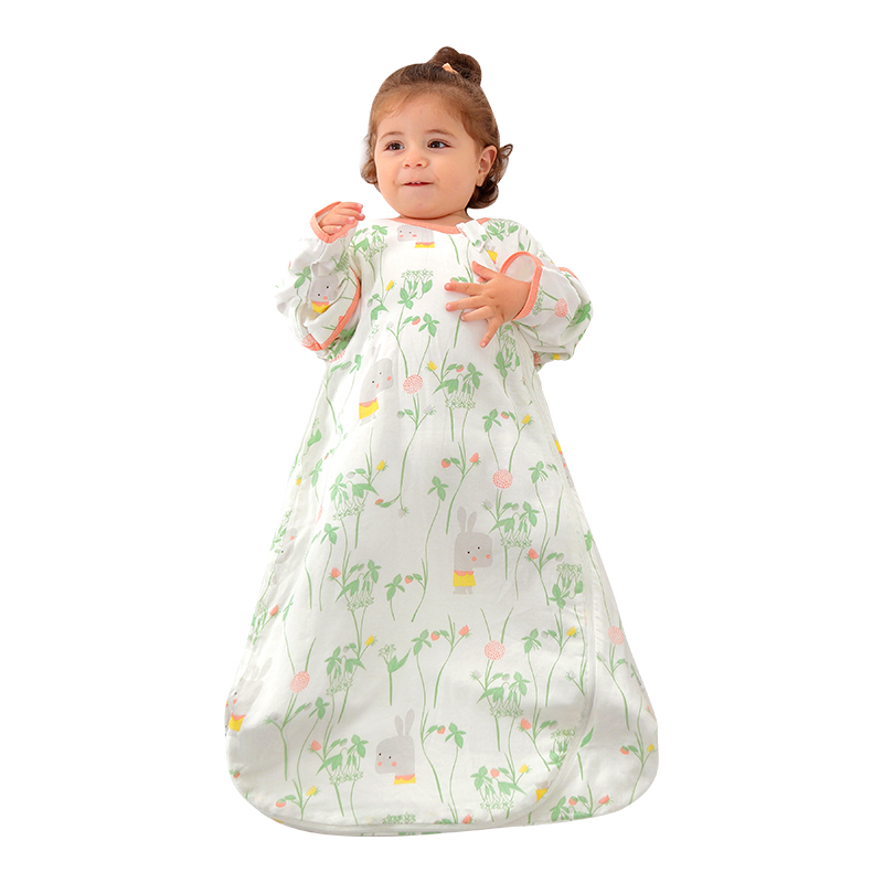 婴儿睡袋夏季薄款一体式竹棉纱布宝宝睡袋新生幼儿春秋6层防踢被