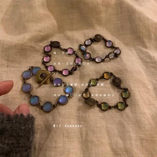 手作 中古琉璃手链异域民族风重工做旧小众设计感古着手饰vintage