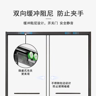 极简一字型双移门淋浴房玻璃隔断隐藏轮下沉式浴室卫生间玻璃门
