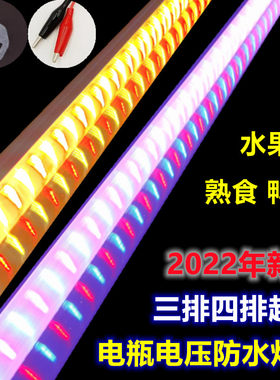 水果熟食地摊灯超亮12v灯管熟食摆摊灯48v夜市灯60v电动车led灯条