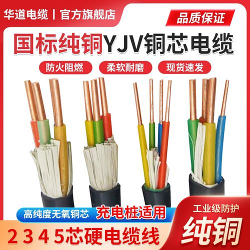 国标纯铜芯YJV2/3/4/5芯1.5/2.5/4/6/10平方三相室户外充电桩电缆