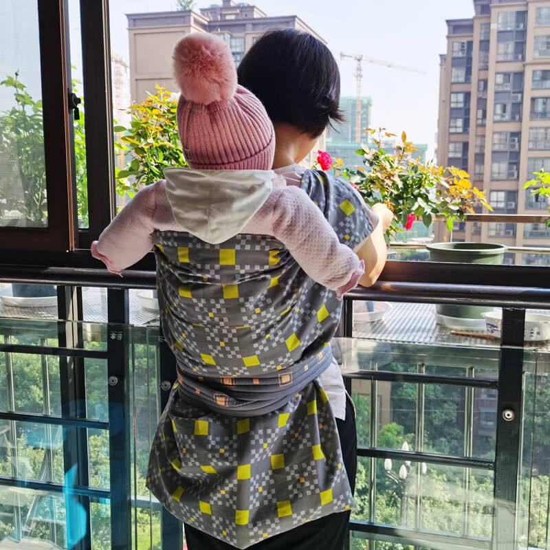 四季款四川老式棉布背巾后背式宝宝传统抱婴袋婴儿水晶绒背袋背裙