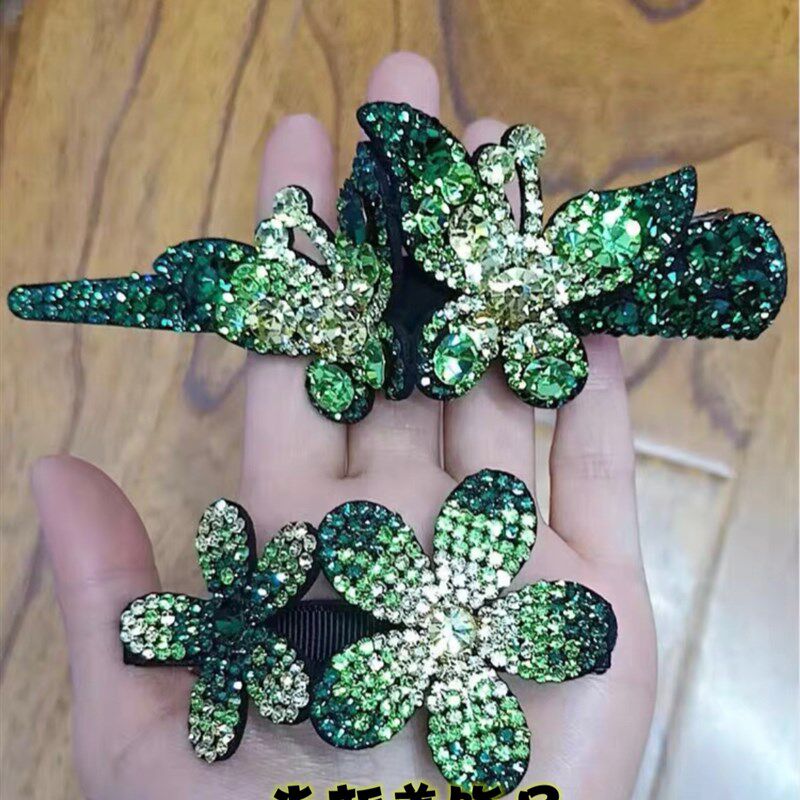 新款燕尾鸭嘴大号捷克钻发夹简约成人发饰蝴蝶一字夹牛角夹时尚