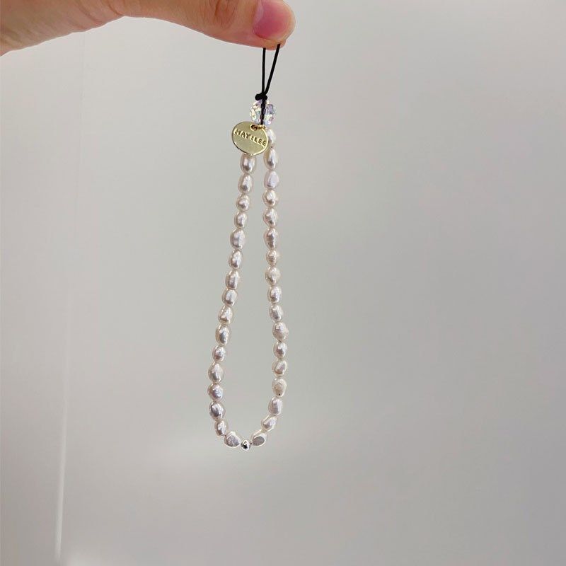 天然淡水珍珠手机链条挂饰女短款高级感简约韩系饰品挂件防丢挂绳
