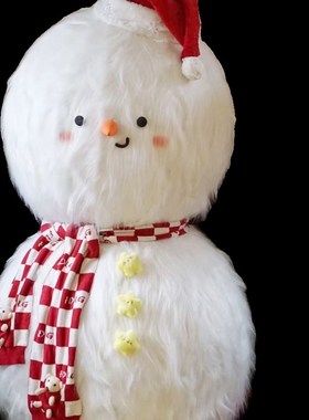 大型毛绒雪人新年节日网红店铺打卡装饰商场橱窗活动展示陈列摆件