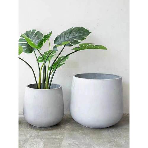 北欧圆形水泥花盆大号镁泥花钵琴叶榕橡皮树种植箱室内户外绿植盆