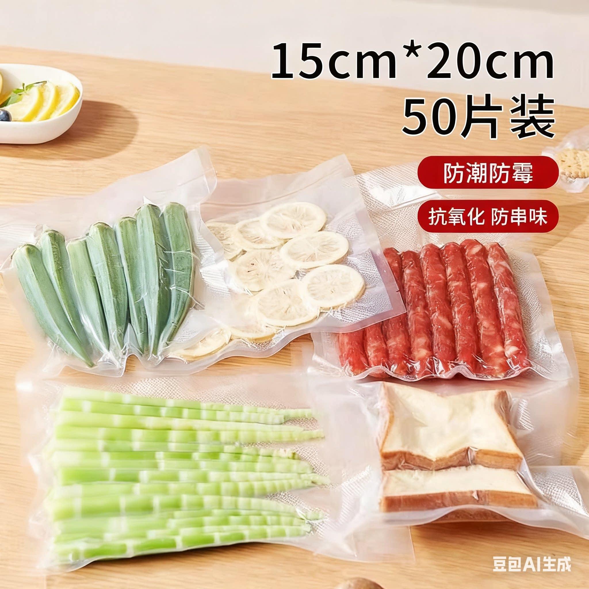 拜杰真空保鲜袋50祇15cm*20cm真空袋食品抽真空袋食品级塑封袋封