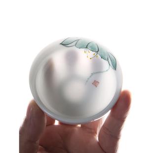 德化白瓷功夫茶杯茶具套装手绘青花六个喝茶品茗杯茶盏荷花主人杯