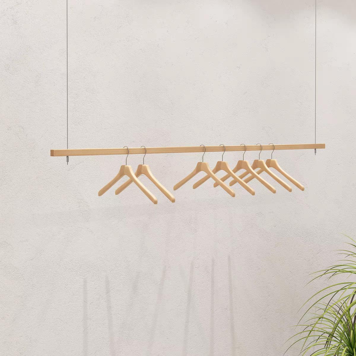 服装店展示架挂衣杆女装店悬挂方形吊杆橱窗吊架童装店挂衣架实木
