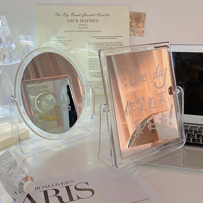 ins风亚克力镜子化妆镜学生宿舍便携家用小型台式桌面可立梳妆镜