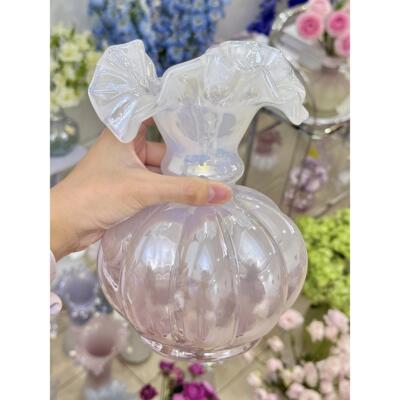 亏本中古芬顿覆古法式手工瓜瓜玻璃花瓶高级艺术花器摆饰简约家居
