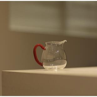 |工匠家品|迷你公道杯高硼硅高透玻璃分茶器 儿童公杯带把 汝红把