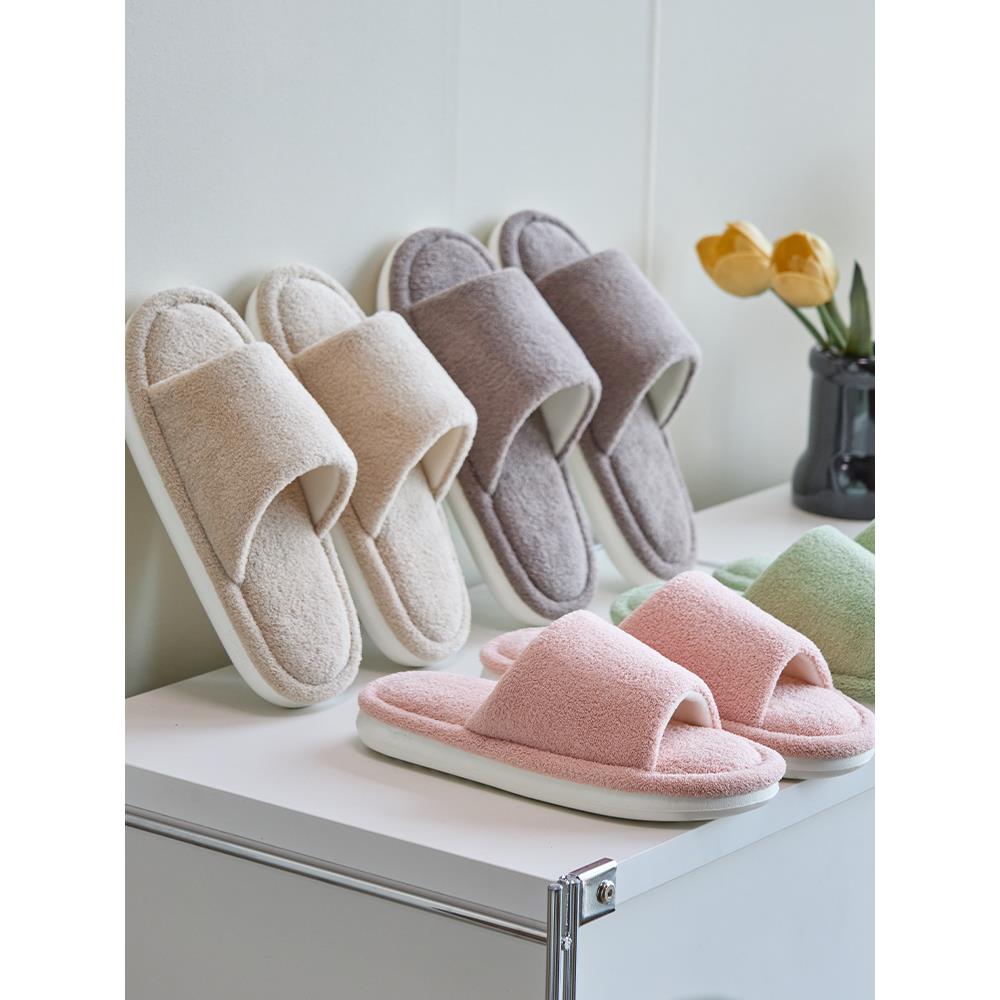 木地板静音棉拖鞋女秋冬四季家居室内开口透气防臭软底男厚底防滑