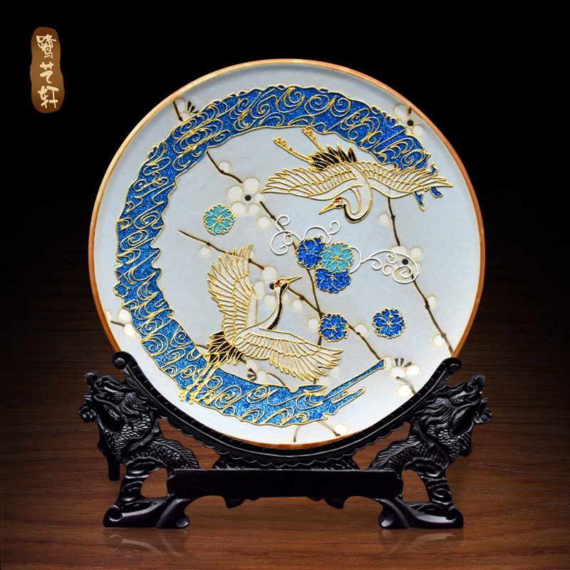白鹭雪梅仿古摆件陶瓷贴金漆线雕工艺品家居饰品厦门伴手礼纪念品