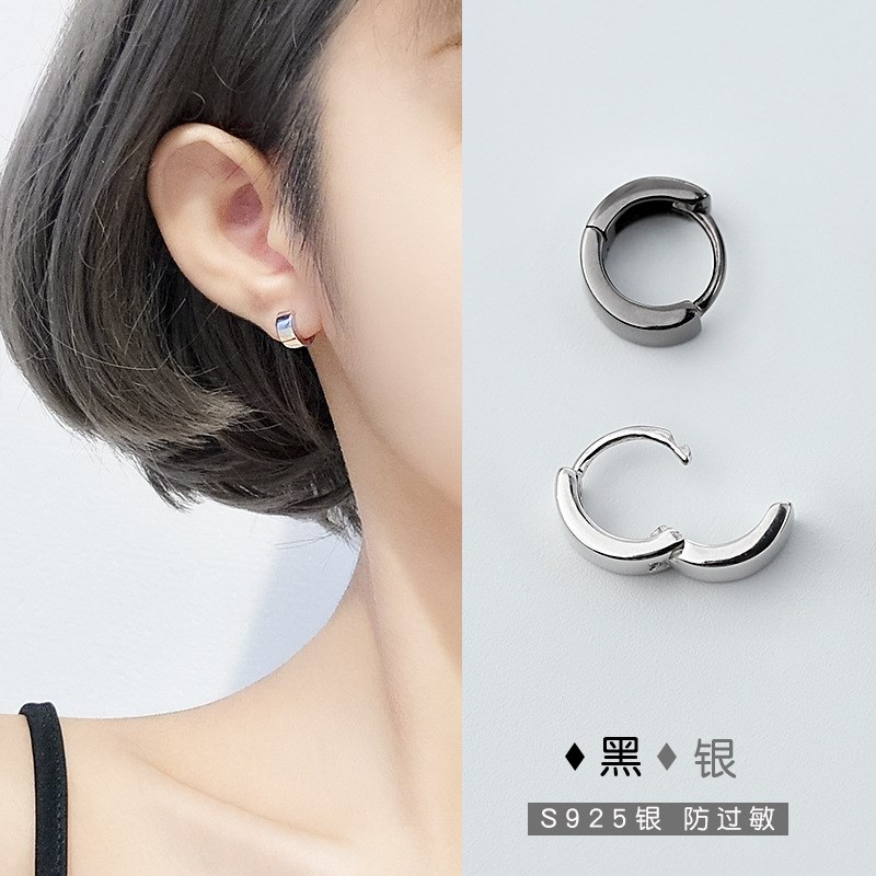 黑白耳扣日韩个性简约百搭网红耳坠冷淡风港风耳环