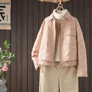 鹅绒轻薄短款羽绒服女小个子w冬季新款冬季显瘦时尚洋气假两件外