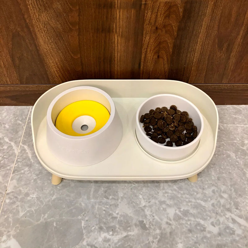 宠物陶瓷碗猫碗双碗狗盆防打翻猫碗狗盆狗碗泰迪碗喝水喝饭两用碗