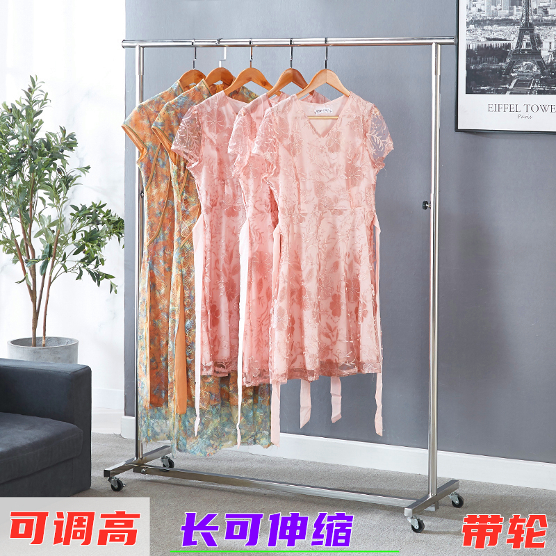 服装店展示架不锈钢折叠晾衣架单杠落地架夜市地摊挂衣架卧室架子