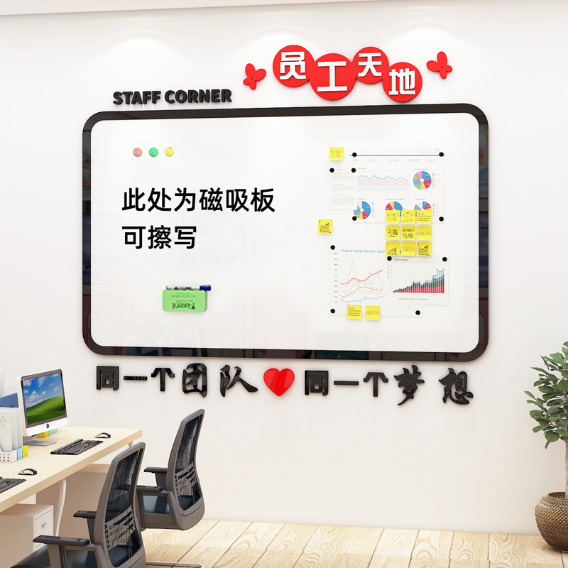 公示公告栏宣传栏墙贴办公室墙面装饰磁吸展示板企业会议室文化墙