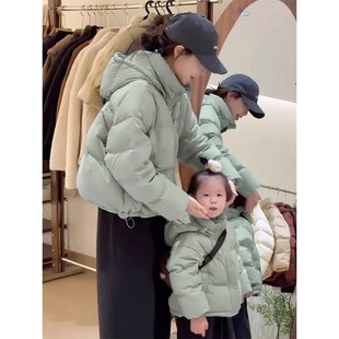 连帽加厚羽绒棉服女短款2024z年冬季新款小个子休闲百搭面包服外