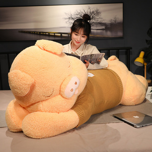大猪抱枕长毛绒玩具女生床上睡觉趴趴玩偶呆萌男孩儿童布娃娃公仔