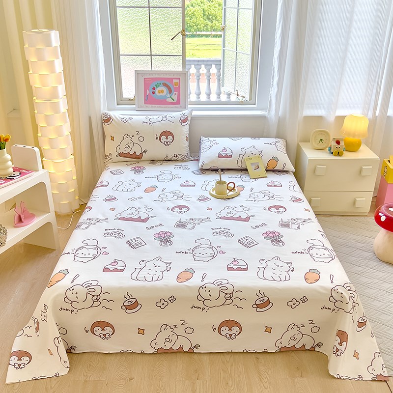 床单单件单人学生宿舍加大230*250儿童女士碎花100全棉不起球
