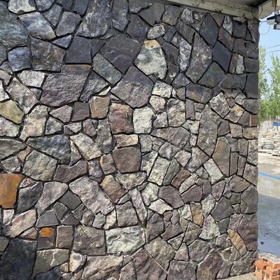 天然乱形石片广场公园不规则地铺室外毛石墙砖庭院防滑地砖碎拼石
