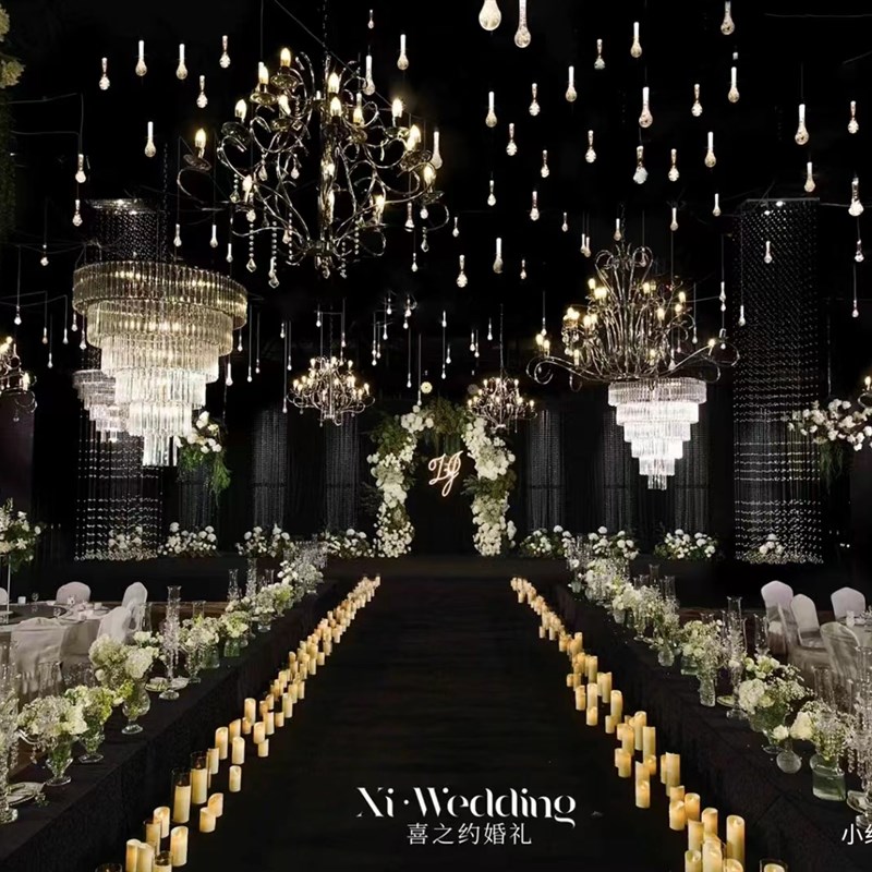 婚庆道具多层水晶灯冰条吊灯亚克力挂件韩式婚礼堂舞台吊顶装饰