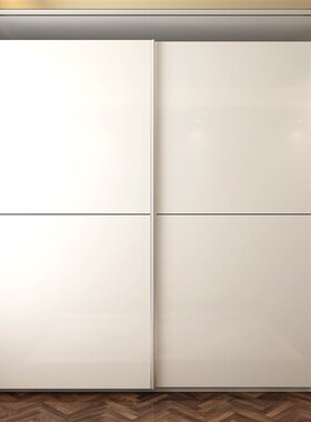 肤感免漆移门衣柜简约现代卧室白色推拉门大衣橱实木X卧室家具定