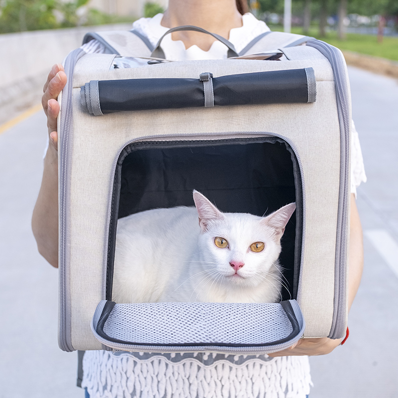 猫包外出包便携双肩背包宠物包透气带卷帘大容量可折叠狗包手提包