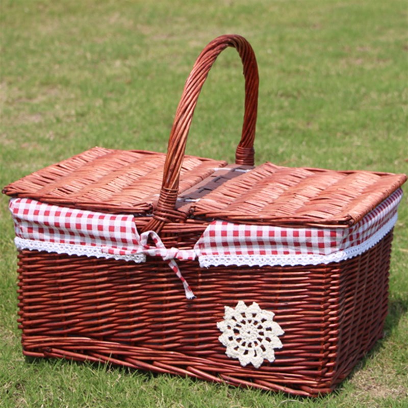 藤编野餐篮手提篮购物篮水果篮鸡蛋篮礼品篮柳编收纳筐保洁采摘篮