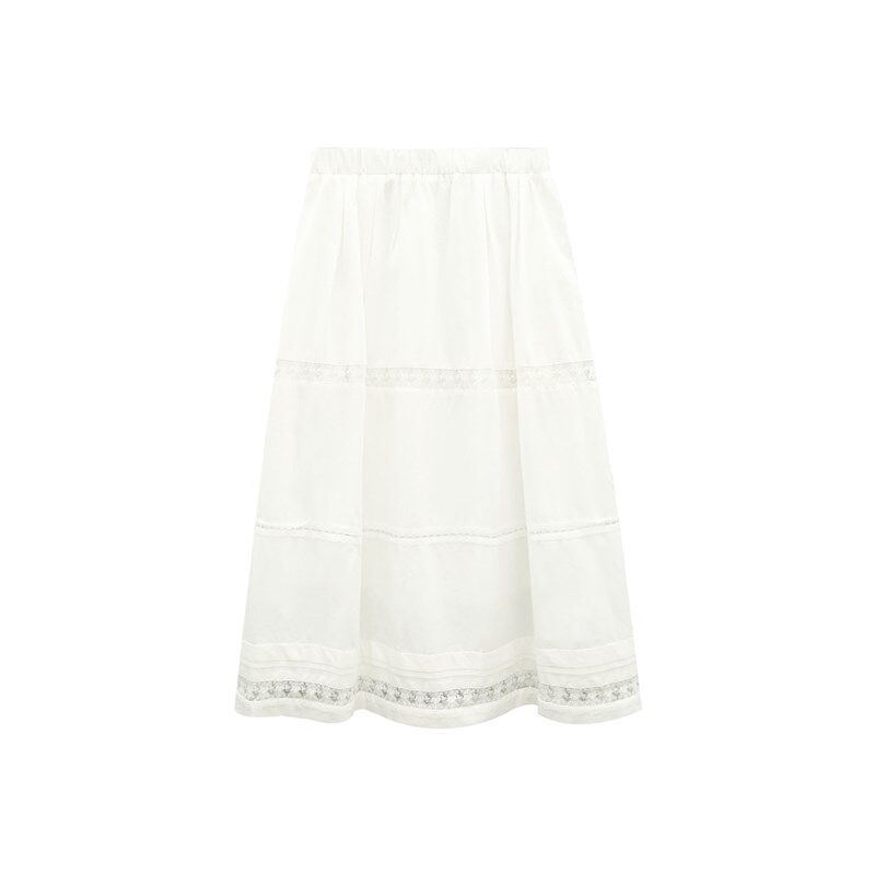 郑买买【白色山茶】欧若风蕾丝半身蛋糕裙设计感A字中长款仙女裙