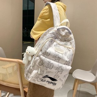 新款李宁书包女大学生初高中旅行双肩包男大容量电脑背包