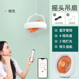 蚊帐静音灯小学生宿舍充电电扇摇头内遥控吊挂上铺床上吊扇型风扇