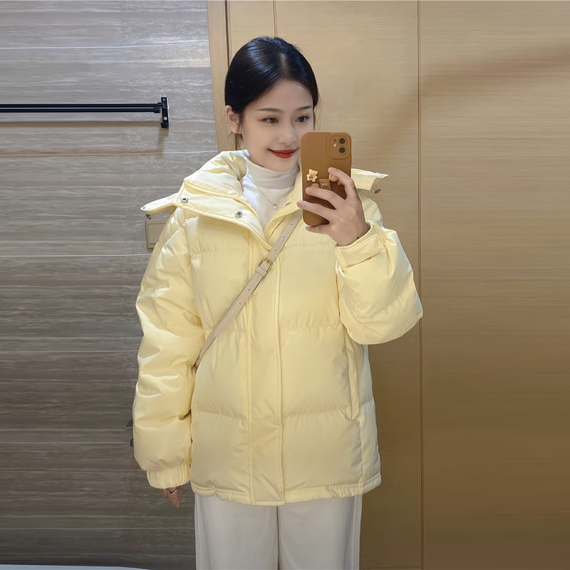 超好看中戏短款奶黄色羽绒棉袄女2024韩系冬装新款小个子洋气棉服