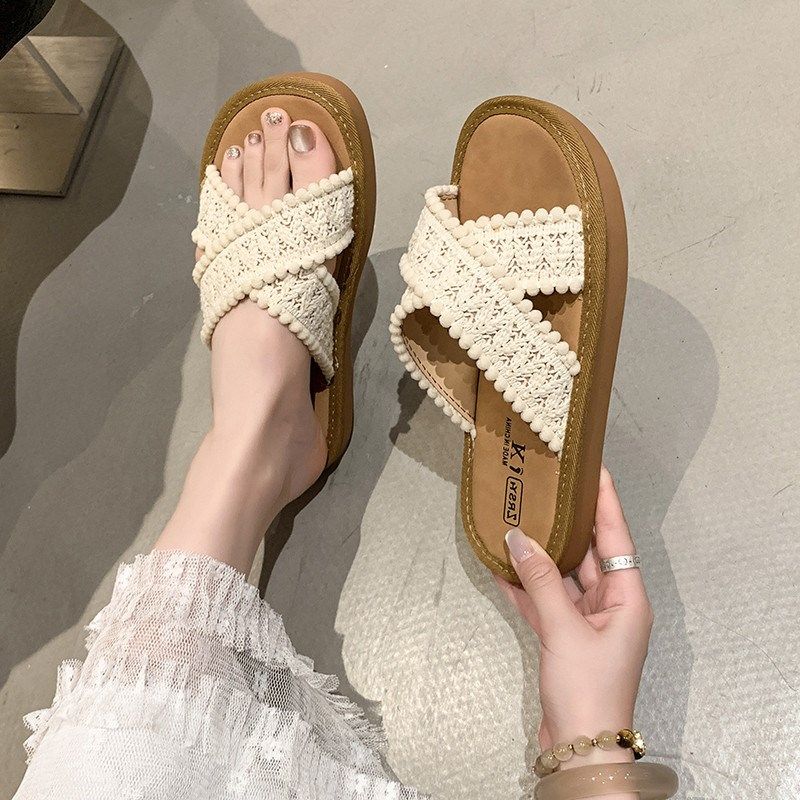 软底凉鞋女2025夏季新款法式温柔波西米亚风海边沙滩外穿拖鞋平底