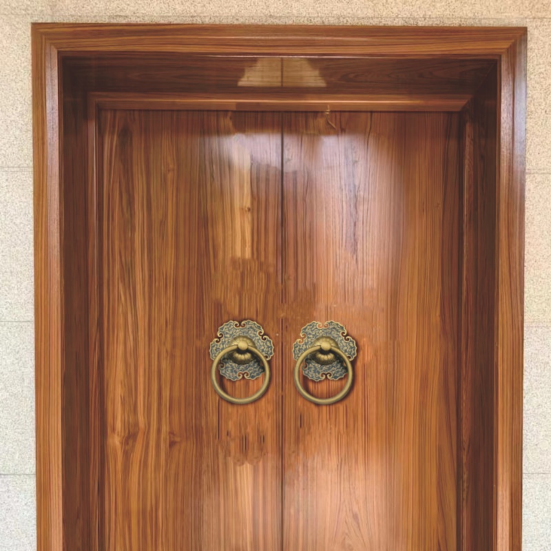 中式仿古纯铜拉手大门把手老式古建庭院木门拉环古典圆形拉手门环