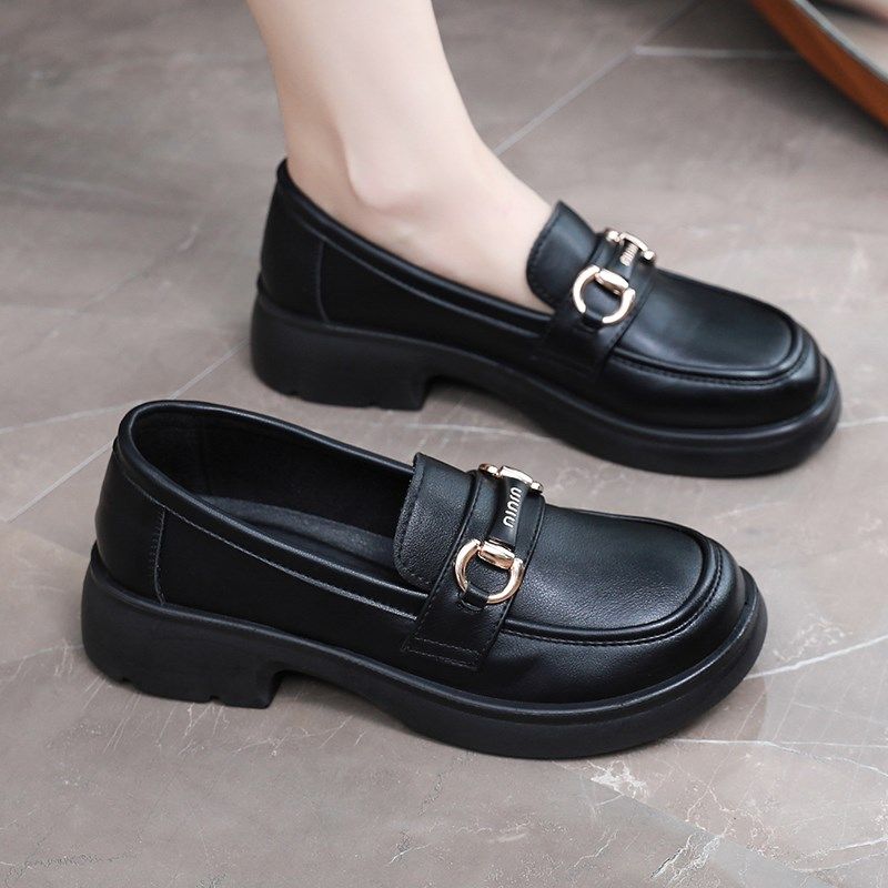 乐福鞋女鞋2024年秋季新款平底黑色小皮鞋一脚蹬玛丽珍百搭豆豆鞋,女鞋,乐福鞋（豆豆鞋）,淘宝优惠券,粉丝福利购,淘宝优惠卷