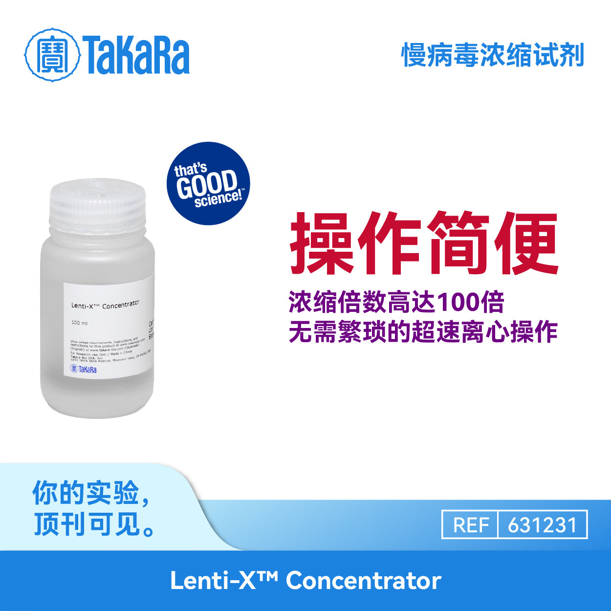 TaKaRa Lenti-X慢病毒浓缩试剂 100倍浓缩 病毒纯化631231/631232