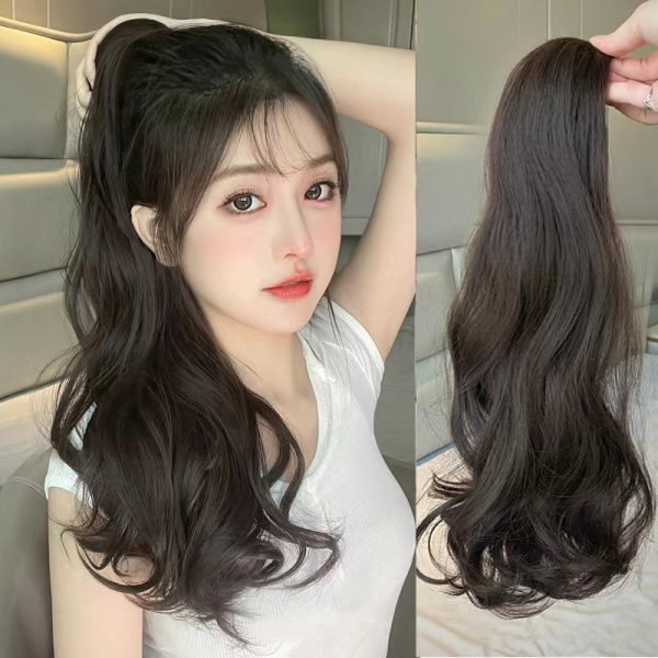 假发马尾女生长卷发抓夹马尾辫大波浪自然逼真蓬松发量接发片