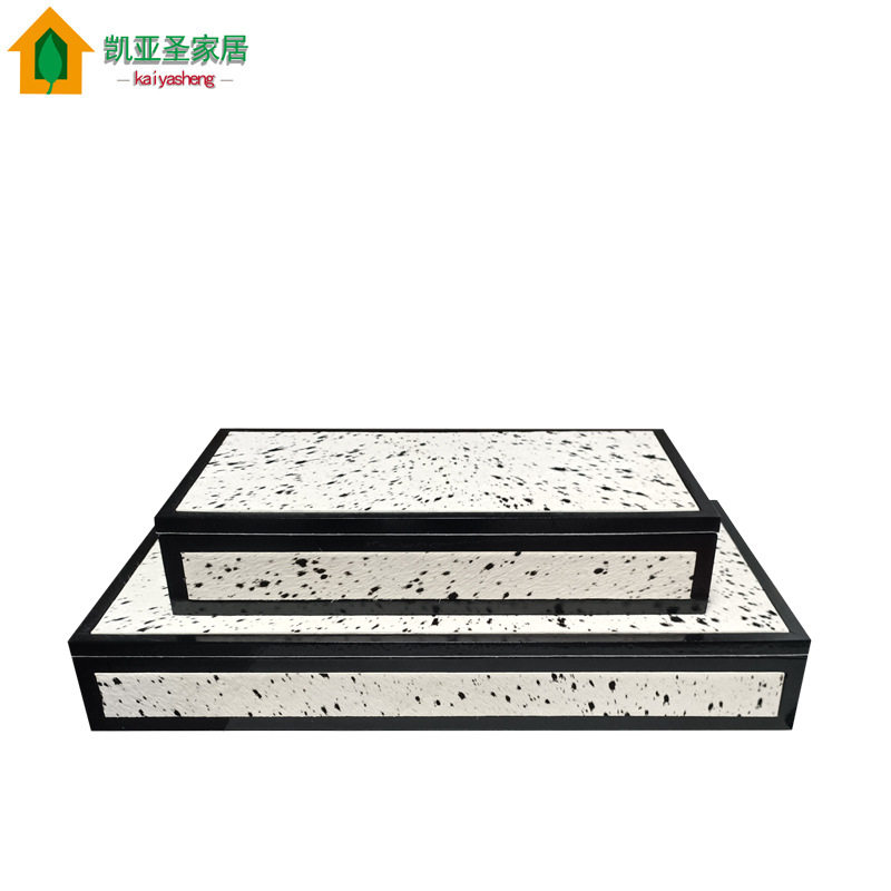 现代轻奢木质马毛装饰盒样板房售楼部衣帽间梳妆台床头柜收纳摆件